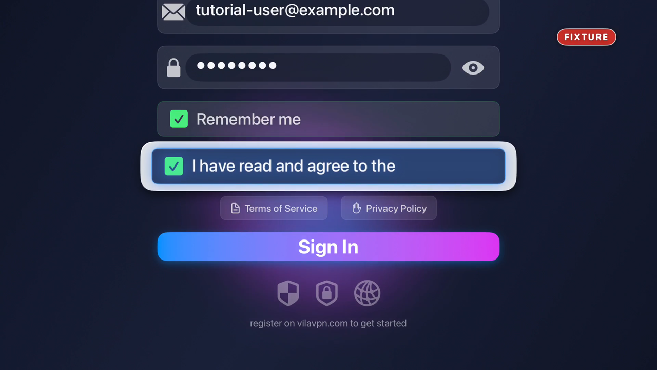 Sign-in form with the password masked as dots, the 